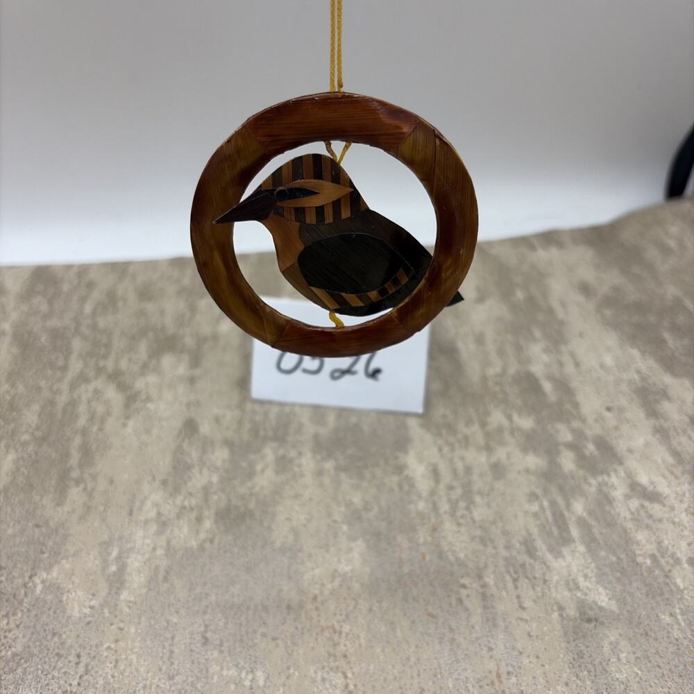 Wooden Intarsia Handmade Handcrafted Bird Hanging Ornament W/Varied Wood